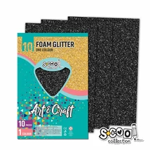 Csillámos dekorgumi lap, A/4, 2mm, fekete