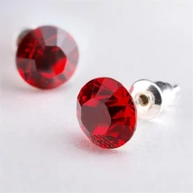 Fülbevaló, light siam piros SWAROVSKI® kristállyal, 8mm, ART CRYSTELLA®