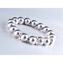 Karkötő, ezüst színű SWAROVSKI® gyöngyből, fehér kristállyal, 10mm, ART CRYSTELLA®