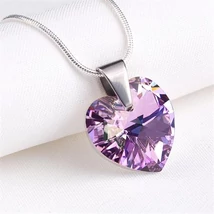 Nyaklánc, szív formájú, színjátszós ametiszt lila SWAROVSKI® kristállyal, 18mm ART CRYSTEL...