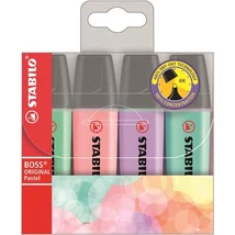 Szövegkiemelő, 2-5 mm, STABILO "BOSS original Pastel", 4 különböző szín