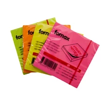 Jegyzettömb FORNAX öntapadós 75x75 mm neon sárga 80 lap