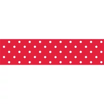 SZATÉN DÍSZKÖTÖZŐ - piros, fehér pöttyökkel, 15mmx22m