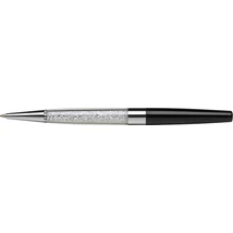 Golyóstoll, fekete, alul fehér SWAROVSKI® kristállyal töltve, 14cm