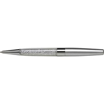 Golyóstoll, ezüst színű, alul fehér SWAROVSKI® kristállyal töltve, 14cm