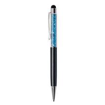 Golyóstoll, fekete, felül aquakék SWAROVSKI® kristállyal töltve, érintővel