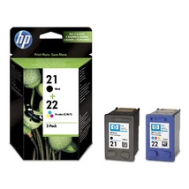 Tintapatron multipack DeskJet 3920, HP 21/22 fekete, színes, 190+165 oldal