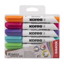 Tábla- és flipchart marker, 3-5 mm, kúpos, KORES "K-Marker", 6 különböző szín