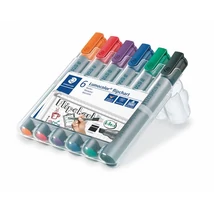 Flipchart marker készlet, 2 mm, kúpos, STAEDTLER "Lumocolor 356", 6 különböző szín