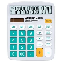 Antilop A-2114C színes normál asztali számológép. 14 karakteres türkizkék színű Antilop A-2114C színes normál asztali számológép. 14 karakteres türkizkék színű