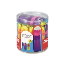 Radír FACTIS színes, átlátszó műanyag tokban, kupakkal