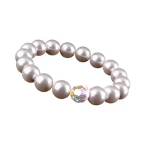Karkötő, gyöngyházfehér SWAROVSKI® gyöngyből, színjátszós fehér kristállyal, 10 mm, ART CR...