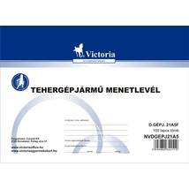 Nyomtatvány, menetlevél tehergépjármű, 100 lap, A5, fekvő, VICTORIA, "D.GÉPJ.21."