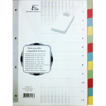 Elválasztó lap FORNAX A4 karton, 225x297mm 12 színregiszter