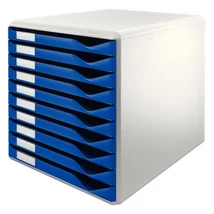 Irattároló, műanyag, 10 fiókos, LEITZ "Standard", kék