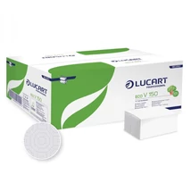Kéztörlő, Z/V hajtogatott, 2 rétegű, LUCART, "Eco", fehér 863062