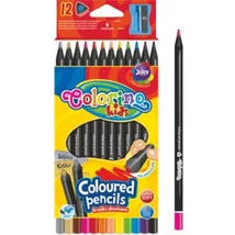 Colorino Kids prémium fekete háromszögletű testű színes ceruza készlet, 12 darabos