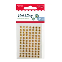 Strasszkő, öntapadós 7 mm 84 db/csomag Daco "Uni bling" arany