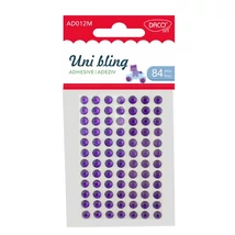 Strasszkő, öntapadós 7 mm 84 db/csomag Daco "Uni bling" lila