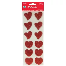 Műanyag szívek, öntapadós 4 cm Daco "Rubies" piros
