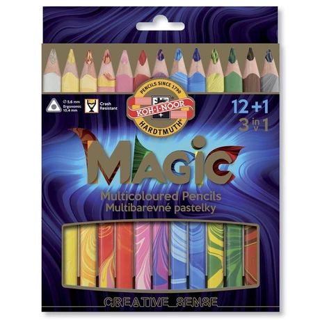 KOH-I-NOOR SZÍNES CERUZA/12+1 MAGIC HÁROMSZÖGLETŰ VASTAG