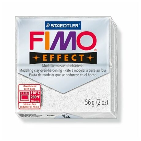 Gyurma, 56 g, égethető, FIMO "Effect", csillámos fehér