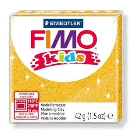 Gyurma, 42 g, égethető, FIMO "Kids", glitteres arany