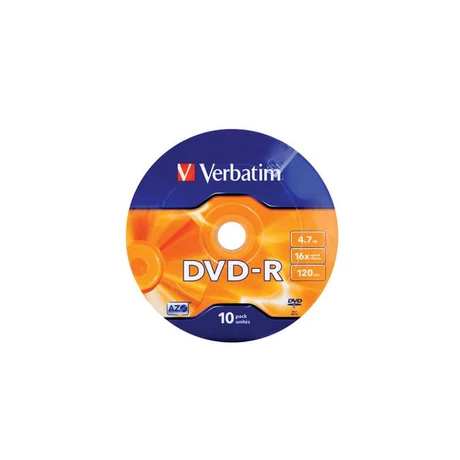 DVD-R lemez, 4,7GB, 16x, zsugor csomaglás, VERBATIM