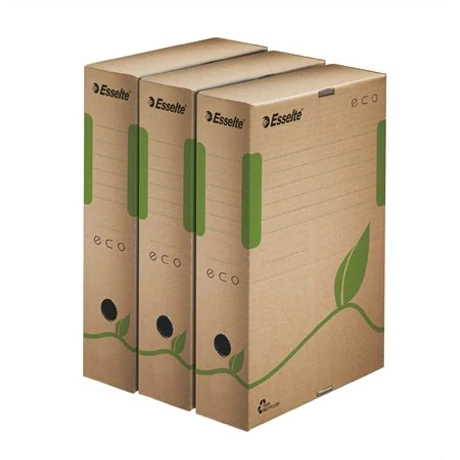 Archiváló doboz, A4, 80 mm, újrahasznosított karton, ESSELTE "Eco", barna