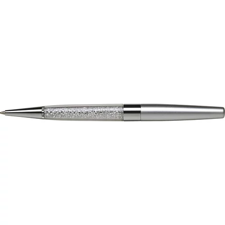 Golyóstoll, ezüst színű, alul fehér SWAROVSKI® kristállyal töltve, 14cm
