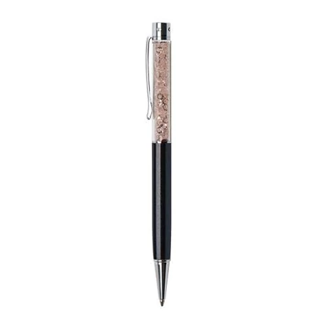 Golyóstoll, fekete, felül arany színű SWAROVSKI® kristállyal töltve, 14 cm, ART CRYSTELLA®