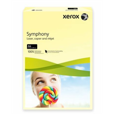 Másolópapír, színes, A4, 160 g, XEROX "Symphony", világossárga (pasztell)