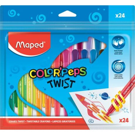 Zsírkréta, kitekerhető, MAPED "Color`Peps", 24 különböző szín