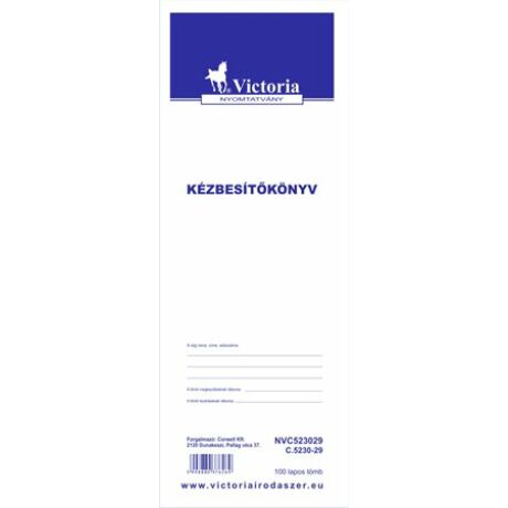 Nyomtatvány, kézbesítőkönyv, 100 lap, VICTORIA, "C.5230-29"