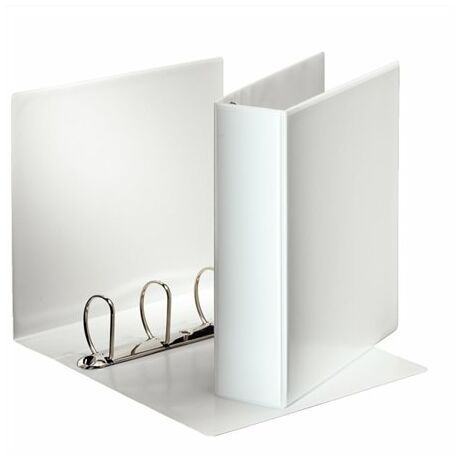 Gyűrűs könyv, panorámás, 4 gyűrű, D alakú, 86 mm, A4, PP, ESSELTE, fehér