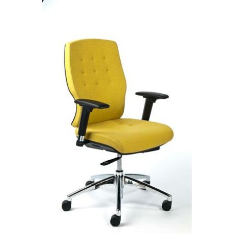 Irodai szék, állítható karfával, sárga szövetborítás, alumínium lábkereszt, MAYAH "Sunshin...