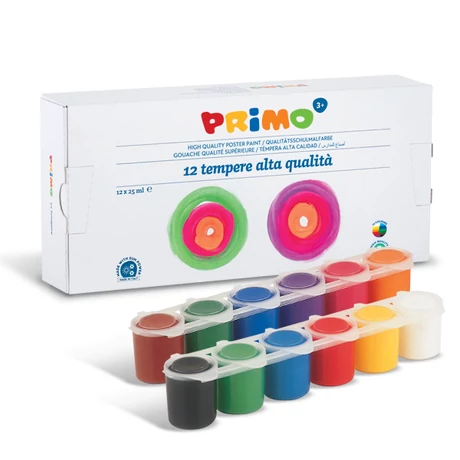 Tempera PRIMO 12x25 ml, tégelyes
