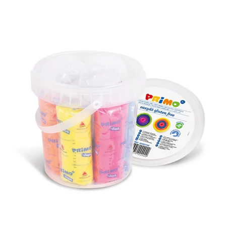 Gyurma készlet PRIMO EasyDo gluténmentes, 7x100g, 7 szín + 6db sablon, műanyag vödörben