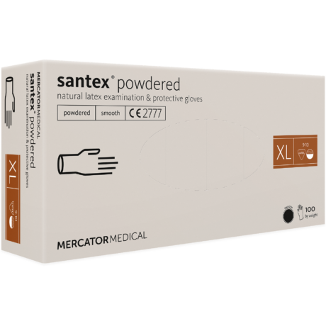 Gumikesztyű santex® powdered (smooth) Latex "XL"