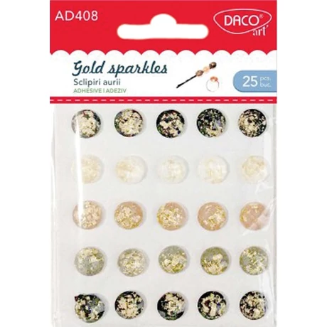 Félgyöngy, öntapadós Daco "Gold sparkles" vegyes színek