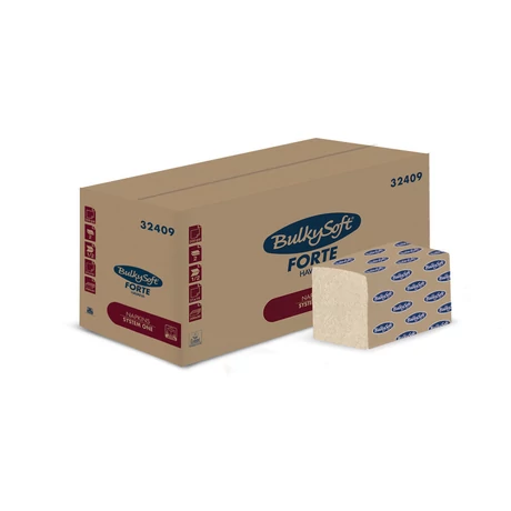 BulkySoft Forte Havana V hajtogatott szalvéta, 2 rétegű, 16x21 cm, 200 lap, barna, 100% újrahasznosított, 20 csomag/karton