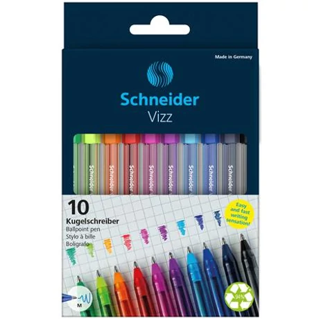 Golyóstoll készlet, 0,5 mm, kupakos, SCHNEIDER "Vizz", vegyes színek