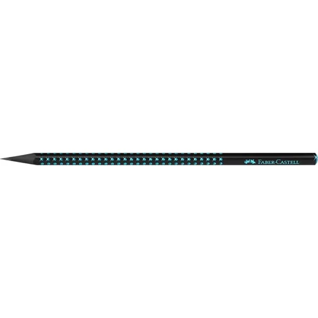 Grafitceruza, B, háromszögletű, FABER-CASTELL, "Sparkle Midnight", fekete/óceánkék