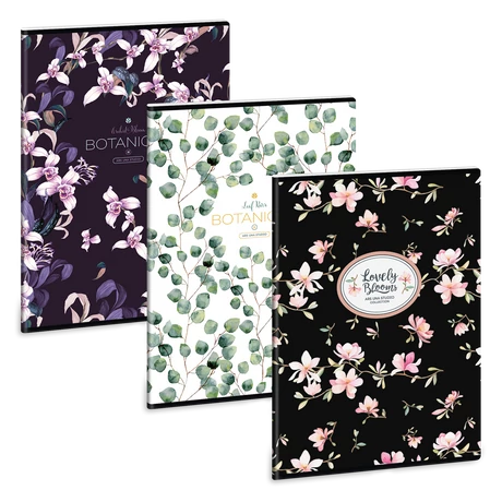 Ars Una Botanical Flowers-Mix A/4 extra kapcsos füzet-négyzethálós