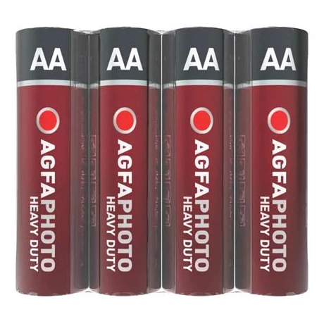 Elem, AA, 4 db, féltartós (szén-cink), zsugor, AGFAPHOTO "Heavy Duty"
