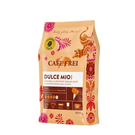 Kávé, pörkölt, szemes, 1000 g, CAFE FREI "Dulce Mio" karamellás