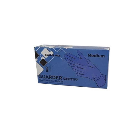Védőkesztyű, egyszer használatos, nitril, M méret, 100 db, púder nélküli, kék