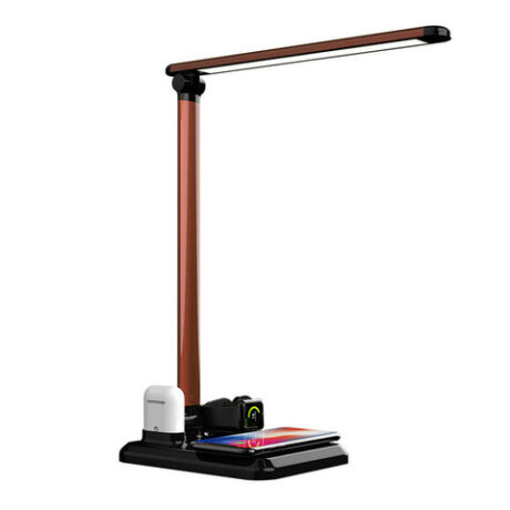 Asztali LED lámpa 4 az 1-ben vezeték nélküli töltőpaddal (iPhone, iPad, AirPods) fekete