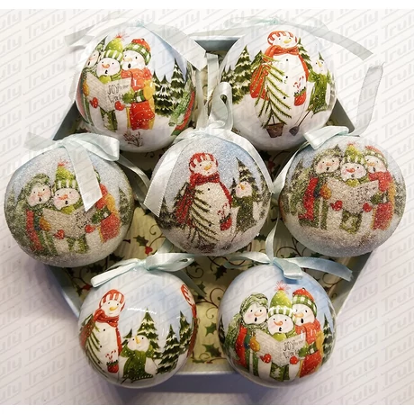 KARÁCSONYFADÍSZ 7CM 14DB-OS DÍSZDOBOZBAN